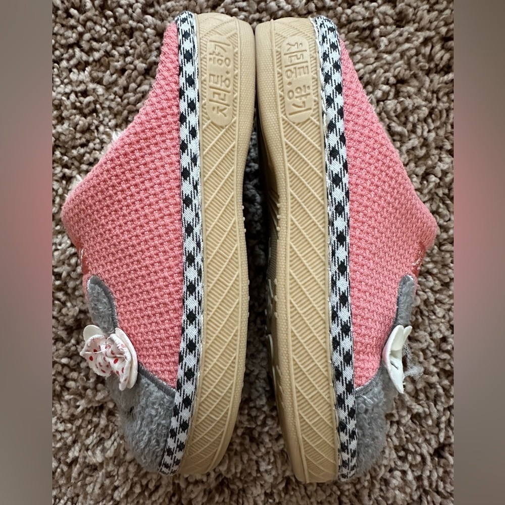 Toddler Bunny House Slippers – Pink & Gray – Size 18/19 EU (approx U.S. 3 - 4 T) - Picture 4 of 5